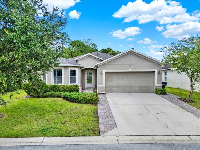 2216 Sequoia Way, Davenport, FL 33896 - ranch-style house featuring an attached garage, stucco siding, a front lawn, and driveway
