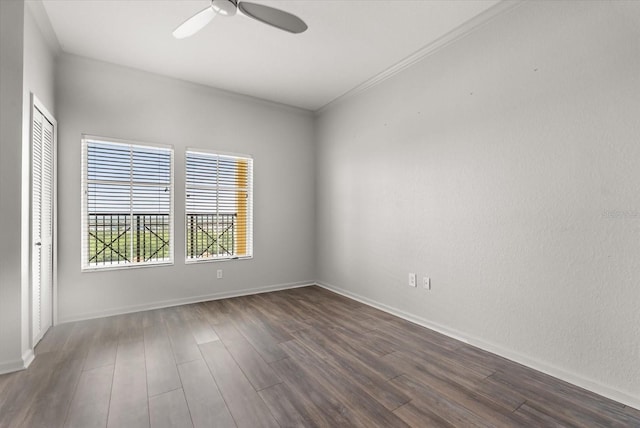 8101 Resort Village Dr Unit 31503, Orlando, FL 32821 - unfurnished room with a ceiling fan, dark wood-style flooring, and ornamental molding