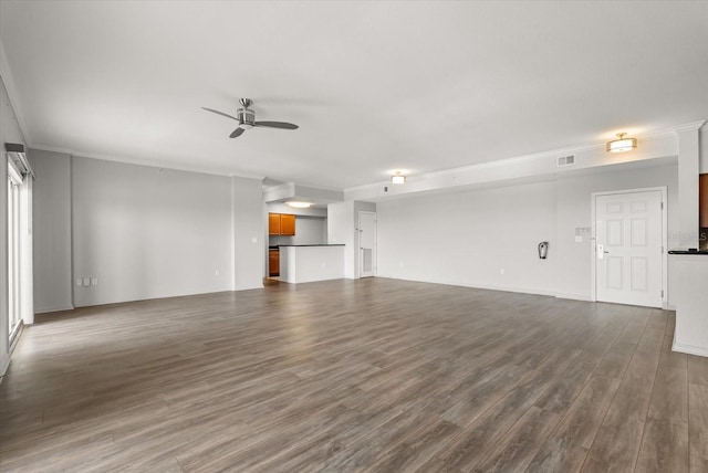8101 Resort Village Dr Unit 31503, Orlando, FL 32821 - unfurnished living room with ceiling fan and dark wood finished floors