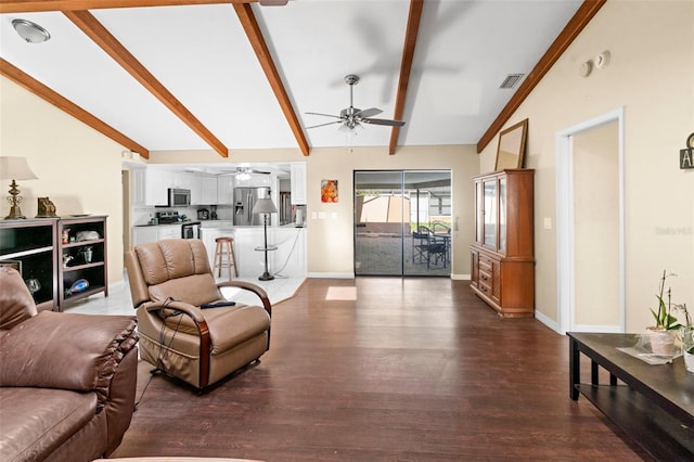 2113 Lochmoor Cir, North Fort Myers, FL 33903 - living room with a ceiling fan and wood finished floors