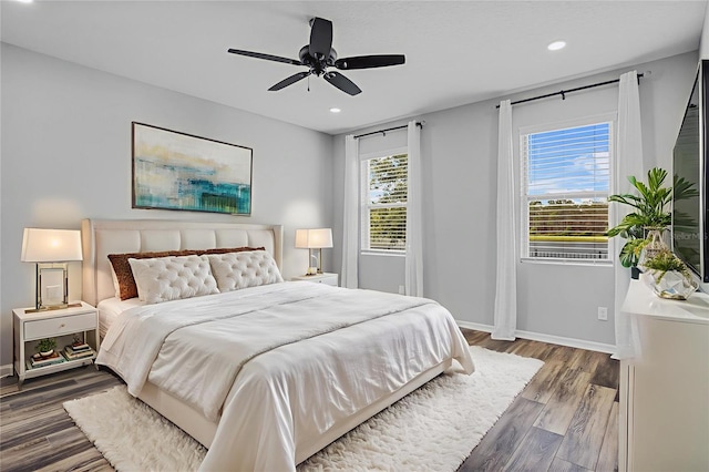 840 Livestock Loop, Saint Cloud, FL 34771 - bedroom with dark wood-style flooring, recessed lighting, and a ceiling fan