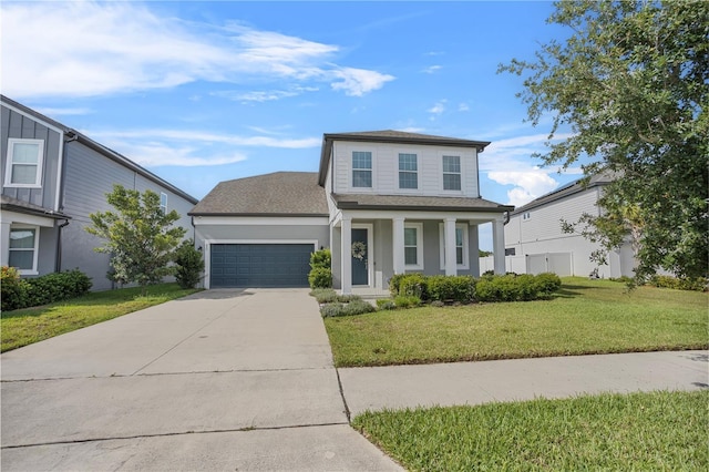 840 Livestock Loop, Saint Cloud, FL 34771 - view of front facade featuring an attached garage, driveway, a front yard, roof with shingles, and stucco siding