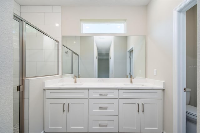 2833 E Newhaven St, Inverness, FL 34453 - bathroom featuring a stall shower, double vanity, and healthy amount of natural light