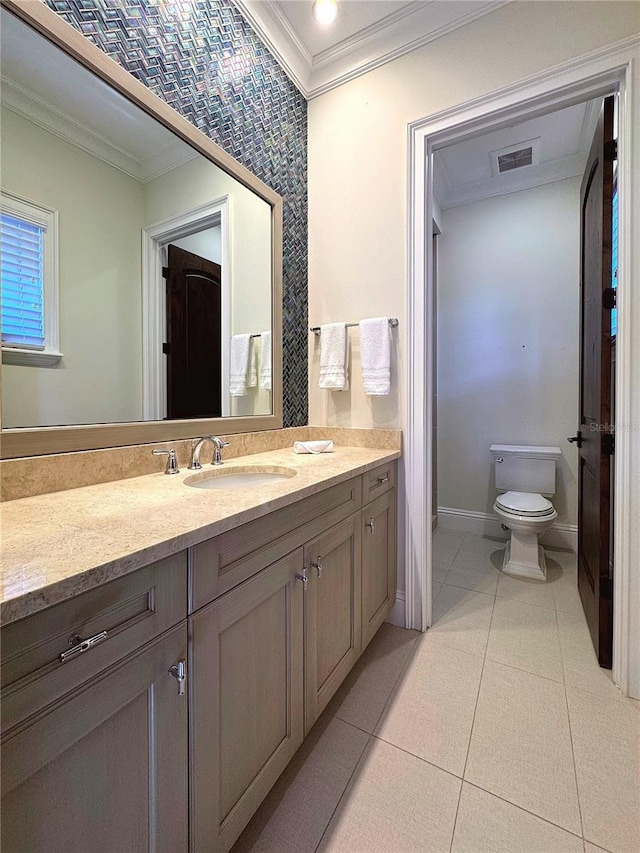 10143 Mattraw Pl, Golden Oak, FL 32836 - bathroom featuring ornamental molding, vanity, and tile patterned floors