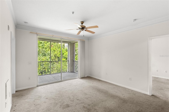 12843 Madison Pointe Unit 208, Orlando, FL 32821 - unfurnished room with crown molding, a ceiling fan, carpet, fire sprinkler in ceiling, and a smoke detector