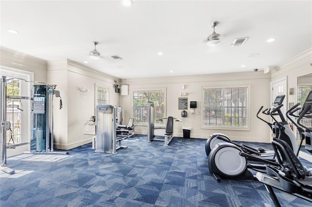 12843 Madison Pointe Unit 208, Orlando, FL 32821 - gym featuring carpet, ornamental molding, and recessed lighting