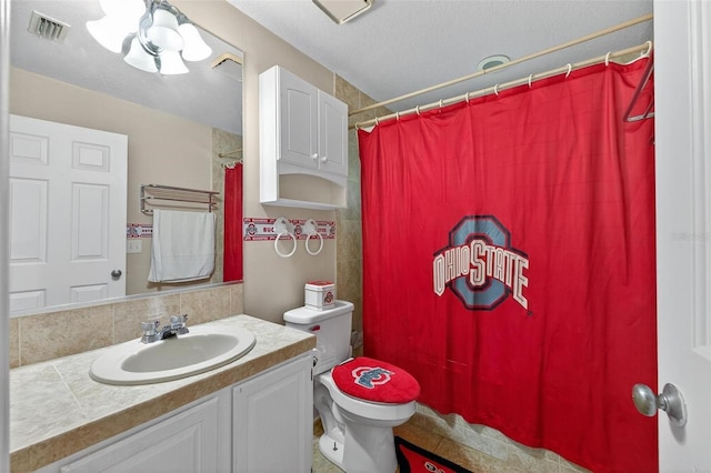 5704 Bay Side Dr, Orlando, FL 32819 - full bathroom with vanity, curtained shower, and decorative backsplash
