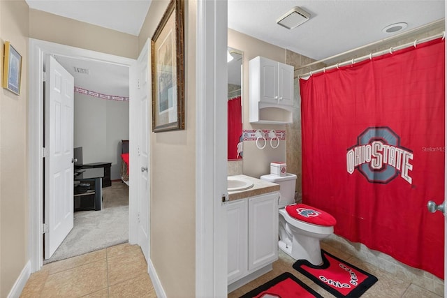 5704 Bay Side Dr, Orlando, FL 32819 - bathroom with vanity, tile patterned flooring, and a shower with shower curtain