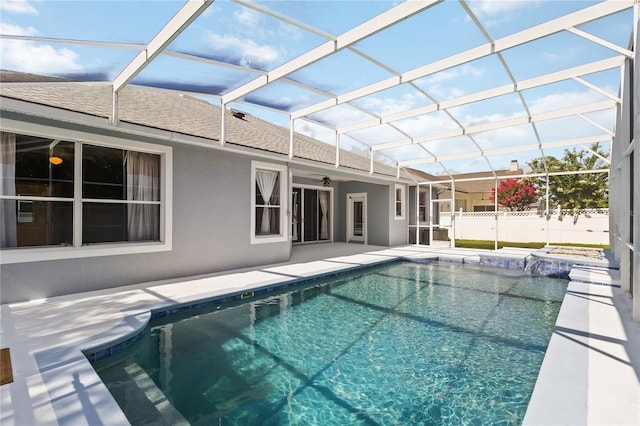 2865 Ashton Ter, Oviedo, FL 32765 - view of pool featuring a patio area, ceiling fan, and glass enclosure
