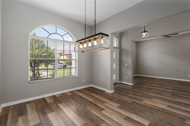 2865 Ashton Ter, Oviedo, FL 32765 - unfurnished dining area with dark wood finished floors and a ceiling fan