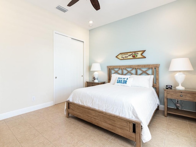 3004 Latitude Ln, Kissimmee, FL 34747 - bedroom featuring tile patterned flooring, a closet, and ceiling fan