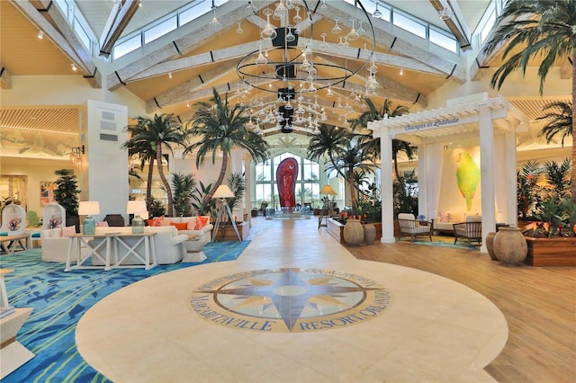 3004 Latitude Ln, Kissimmee, FL 34747 - building lobby featuring high vaulted ceiling and beamed ceiling