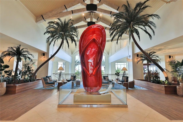 3004 Latitude Ln, Kissimmee, FL 34747 - lobby with high vaulted ceiling and beam ceiling