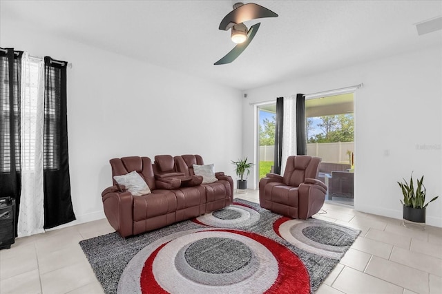 1156 Cavender Creek Rd, Minneola, FL 34715 - living room with a ceiling fan and tile patterned flooring