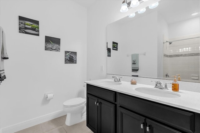 1156 Cavender Creek Rd, Minneola, FL 34715 - full bathroom featuring tile patterned floors, double vanity, and tiled shower