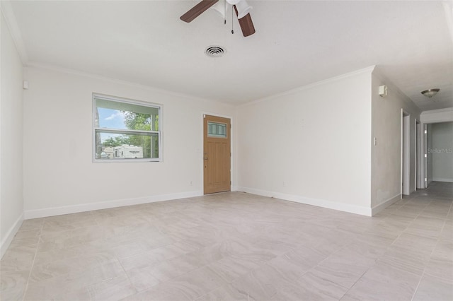 323 Scotland Dr, Daytona Beach, FL 32117 - unfurnished room with crown molding and a ceiling fan