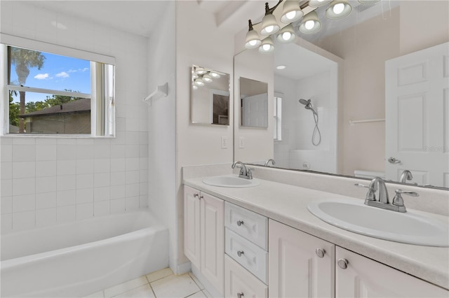 875 Bentley Green Cir, Winter Springs, FL 32708 - bathroom with double vanity, tile patterned flooring, and shower / tub combination
