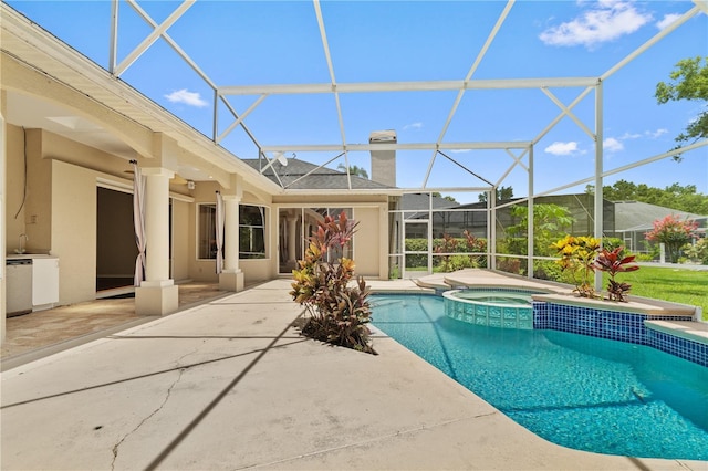875 Bentley Green Cir, Winter Springs, FL 32708 - view of pool with a patio, a pool with connected hot tub, and glass enclosure