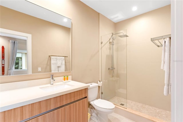 7478 Brooklyn Dr, Kissimmee, FL 34747 - full bathroom featuring a tile shower, vanity, and recessed lighting