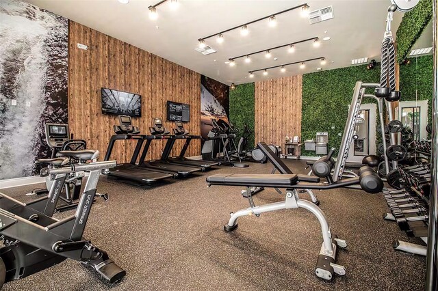 7478 Brooklyn Dr, Kissimmee, FL 34747 - workout area featuring wood walls