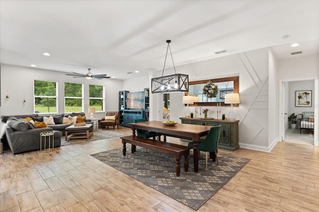 31924 Geoff, Sorrento, FL 32776 - dining room featuring light wood finished floors, a ceiling fan, and recessed lighting