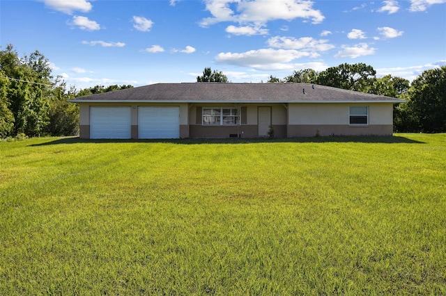 3226 Midnight Star Ct, Kissimmee, FL 34744 - ranch-style house with an attached garage, stucco siding, and a front lawn