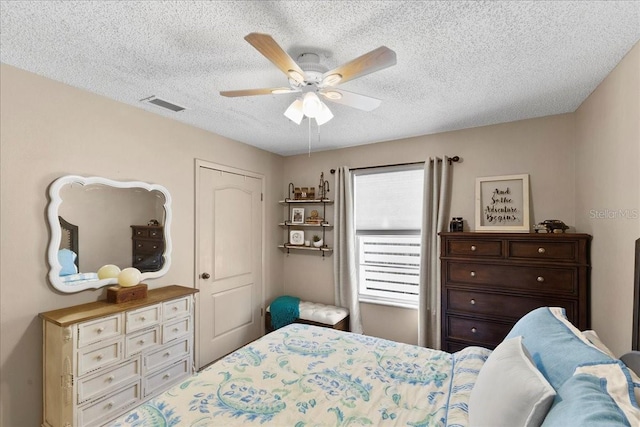 2356 Date Palm Dr, Edgewater, FL 32141 - bedroom with a textured ceiling and ceiling fan