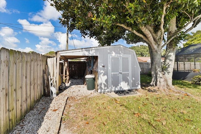2356 Date Palm Dr, Edgewater, FL 32141 - view of shed featuring a fenced backyard