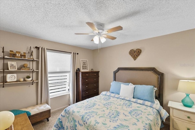 2356 Date Palm Dr, Edgewater, FL 32141 - bedroom with carpet floors, ceiling fan, and a textured ceiling