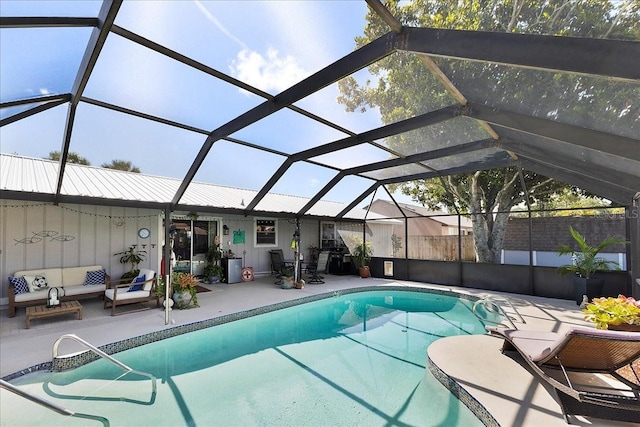 2356 Date Palm Dr, Edgewater, FL 32141 - view of swimming pool with a patio area, an outdoor living space, and glass enclosure
