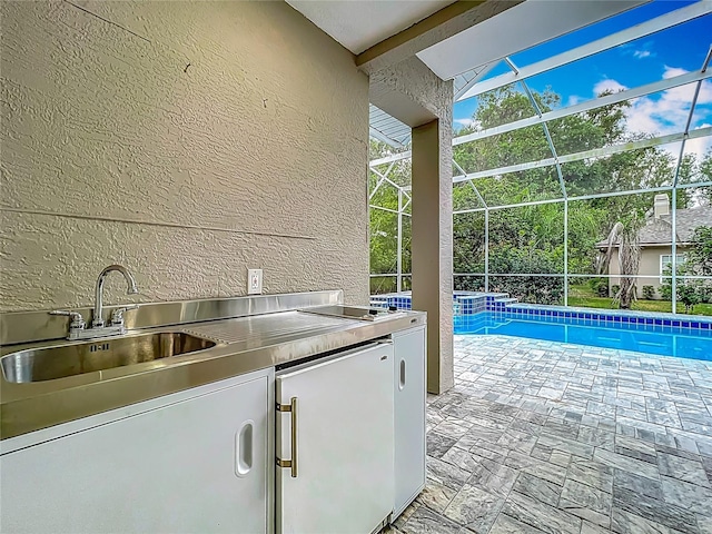 704 Forest View Ct, Winter Springs, FL 32708 - laundry area with a textured wall and stone finish flooring