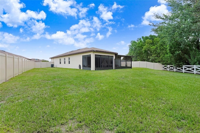 2491 Wadeview Loop, Saint Cloud, FL 34769 - back of house with a sunroom, a fenced backyard, and stucco siding