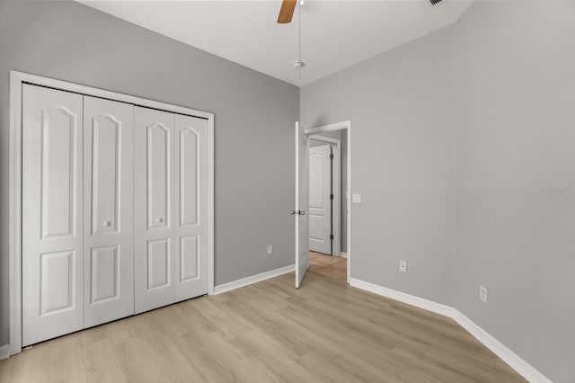 13658 Hidden Forest Cir, Orlando, FL 32828 - unfurnished bedroom with light wood finished floors, a closet, and ceiling fan