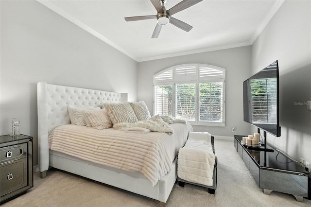 1769 Turnberry Ter, Orlando, FL 32804 - bedroom with light carpet, ornamental molding, and ceiling fan