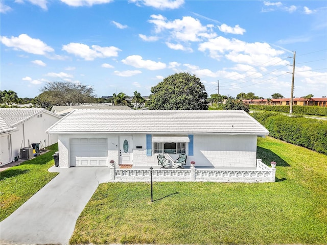 1501 SW 18th Dr, Boynton Beach, FL 33426 - ranch-style house with a garage, a front yard, a tiled roof, and concrete driveway