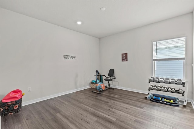 3179 Sailing Pier Ave, Winter Garden, FL 34787 - workout room with wood finished floors and recessed lighting
