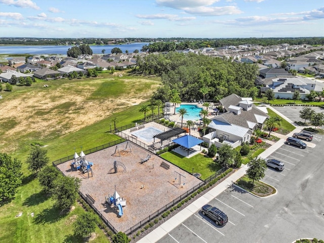 3179 Sailing Pier Ave, Winter Garden, FL 34787 - aerial perspective of suburban area featuring a pool and a large body of water