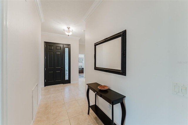 2173 Caledonian St, Clermont, FL 34711 - hallway featuring ornamental molding and light tile patterned floors
