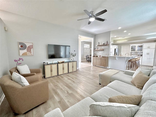5205 Hammock Cir, Saint Cloud, FL 34771 - living area with light wood-type flooring, recessed lighting, and a ceiling fan