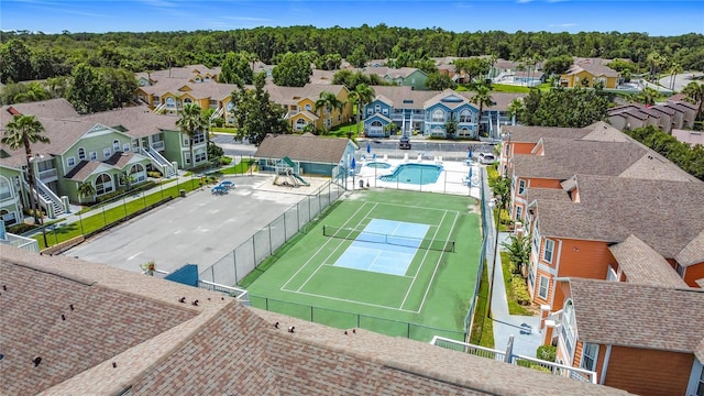 8722 Rockingham Ter Unit B, Kissimmee, FL 34747 - aerial perspective of suburban area featuring a pool area