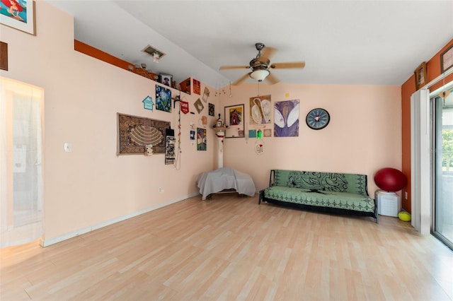 2309 Cilantro Dr, Orlando, FL 32837 - living area with a ceiling fan, wood finished floors, and lofted ceiling
