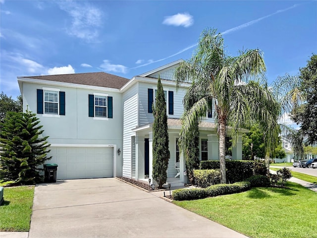 14654 Yellow Butterfly Rd, Windermere, FL 34786 - view of front of house featuring driveway, a garage, a front lawn, and a shingled roof