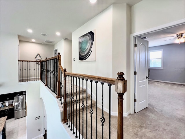 14654 Yellow Butterfly Rd, Windermere, FL 34786 - stairs featuring carpet, ceiling fan, and recessed lighting