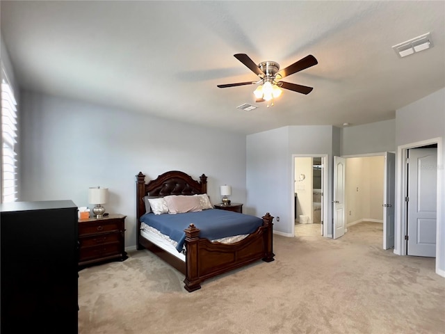 14654 Yellow Butterfly Rd, Windermere, FL 34786 - bedroom with light carpet, ceiling fan, and ensuite bathroom