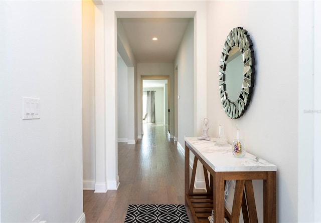 10427 Royal Cypress Way, Orlando, FL 32836 - hallway with dark wood-type flooring and recessed lighting
