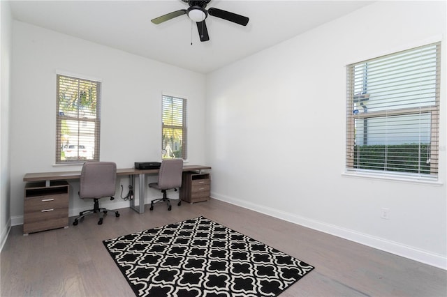 10427 Royal Cypress Way, Orlando, FL 32836 - office area featuring wood finished floors and a ceiling fan