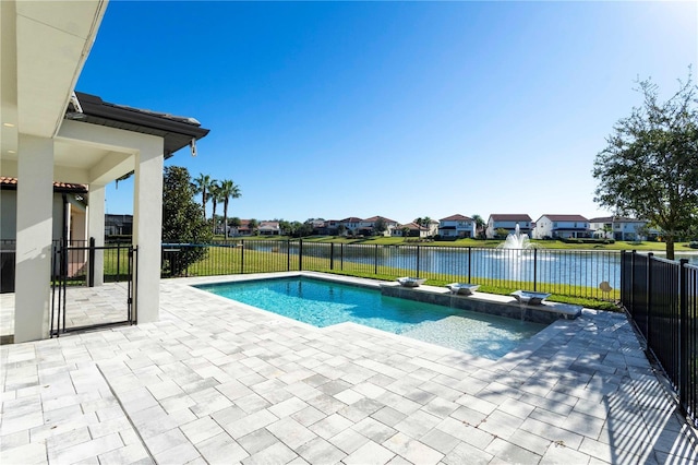 10427 Royal Cypress Way, Orlando, FL 32836 - view of pool featuring a patio area, a water view, a fenced backyard, and a residential view