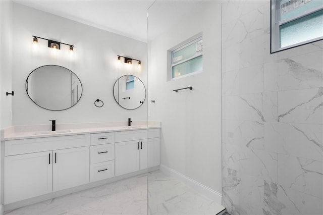 4447 Heyward St, North Port, FL 34291 - bathroom with marble finish floors and double vanity