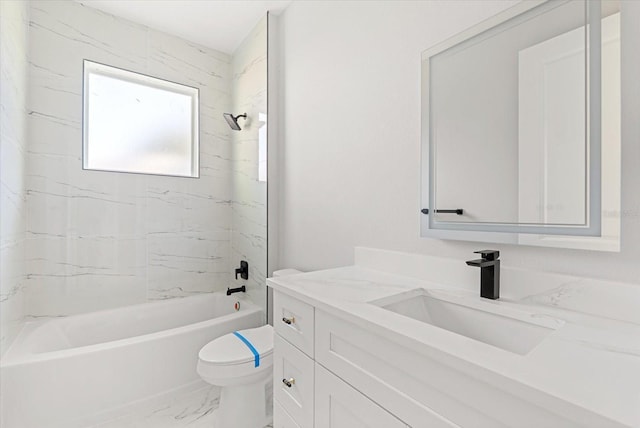 2446 Greenway, Sanford, FL 32771 - full bathroom featuring vanity, shower / tub combination, and marble finish floors