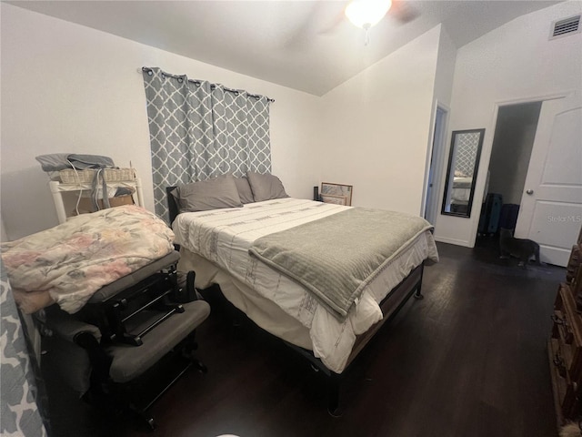 3767 Hibiscus St, Big Pine Key, FL 33043 - bedroom featuring lofted ceiling, wood finished floors, and a ceiling fan